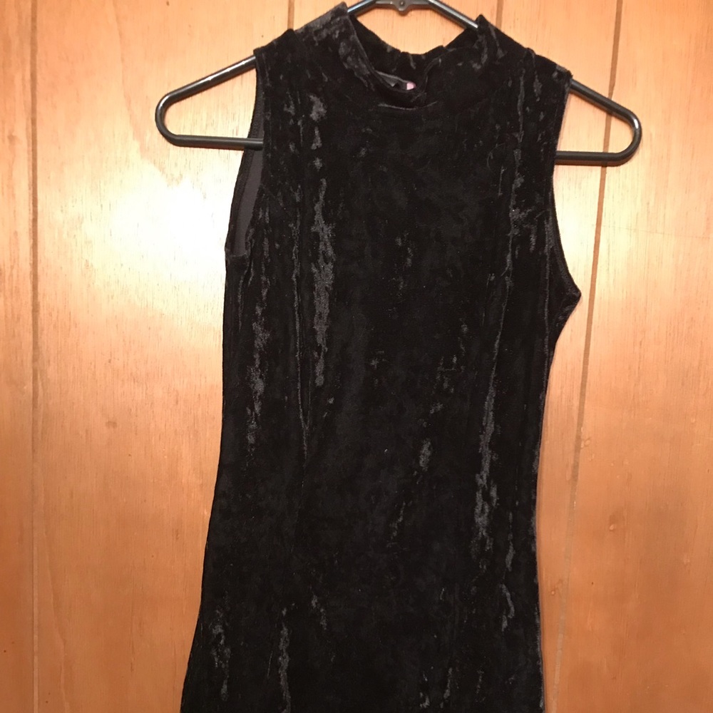 Black velvet turtle neck dress
